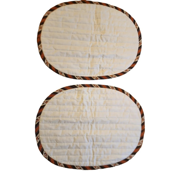 2 Vintage Retro Oval Placemats Brown Orange - Picture 4 of 8